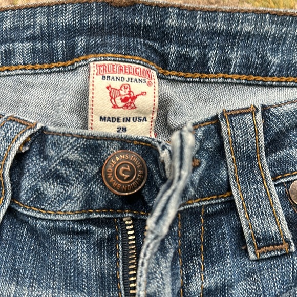 TRUE RELIGION ✨ Medium Wash Skinny Jeans Distressed Knees Size 28 - Picture 3 of 7